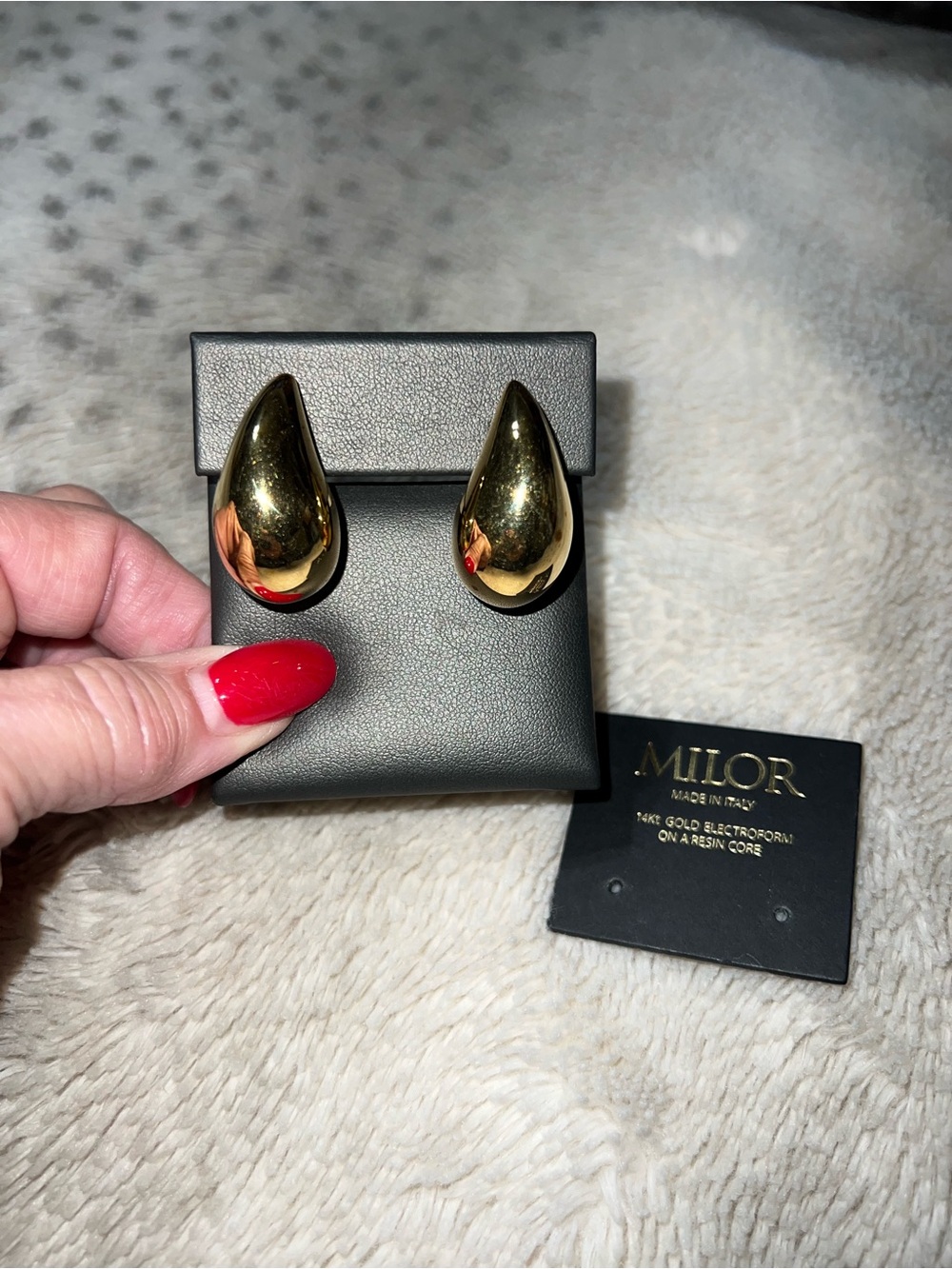 Milor 14K Yellow Gold Resin Filled Teardrop Earrings